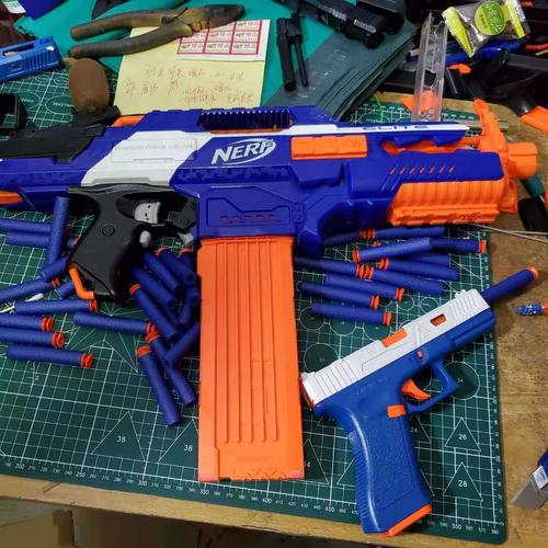 nerf格洛克球弹枪软弹枪虬龙枪可以改短弹手柄竞争者热火蛟龙
