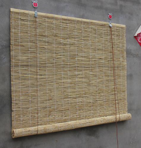 精品白线芦苇帘子窗帘卷帘工程帘拉升的成品遮光草帘可定制