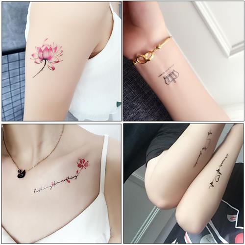 纹身贴防水女h持久仿真小清新可爱英文性感刺青纹身贴纸36张