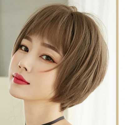 新款假发女短发夏季网红波波头圆脸整顶头套式帅气短碎发气质刘海