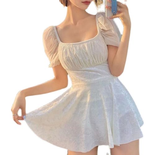 水上乐园泳衣仙女夏n日系短款防晒比基尼遮肚子连体游泳衣露背裙