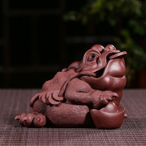 宜兴紫砂茶宠茶具雕塑摆件工艺品元宝金蟾精品陶瓷