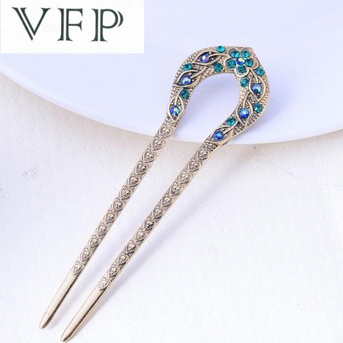 古典复古 宫廷u型发簪 汉服古风盘发簪子桃花型水钻发饰送礼物