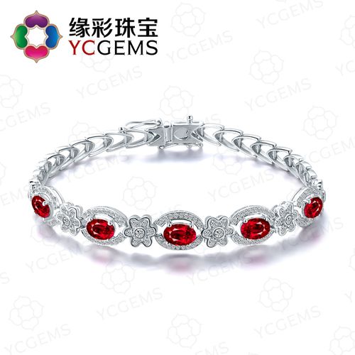 5克拉天然鸽血红红宝石手链18k金彩宝手镯女