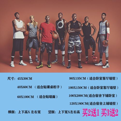 金小悠nba海报墙纸球星海报宿舍卧室墙贴墙纸定制篮球詹姆斯超大自粘