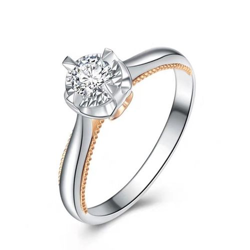 钰泽轩18k金90分效果f色天然真钻钻石女戒指(国检,gia