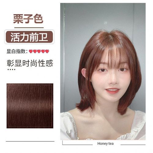 染发剂自己染盖白发一梳彩染发膏2020流行色彩色懒人染发梳 栗子色两