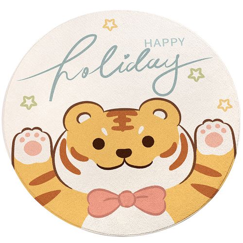 房间地毯可睡可坐撸猫感床边毯新年 快乐虎 80x80cm【可爱q版小老虎】