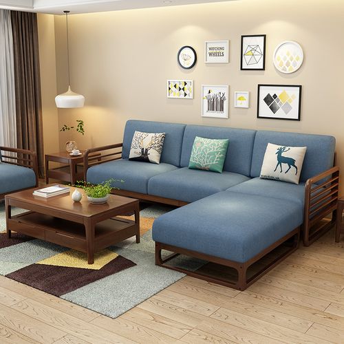 北欧实木加布艺沙发现代简约小户型日式沙发客厅三人位双人位组合