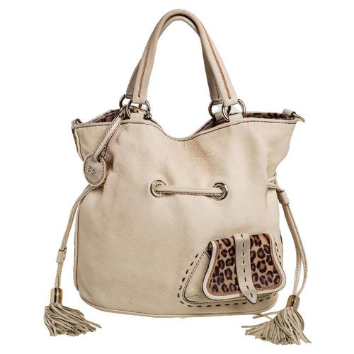兰姿lancel女士单肩包|cream pebbled leather premiere flirt bucket