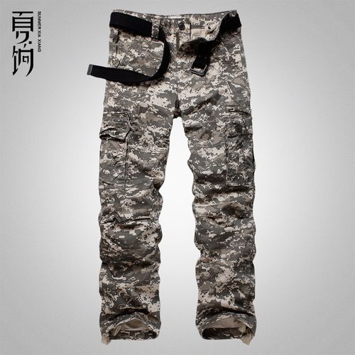 美军迷彩裤男休闲长裤子宽松直筒口袋工装裤军事潮户外运达大码潮