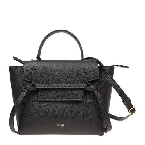 celine/赛琳 belt nano系列女士纯色粒面小牛皮经典字母徽标印花磁扣