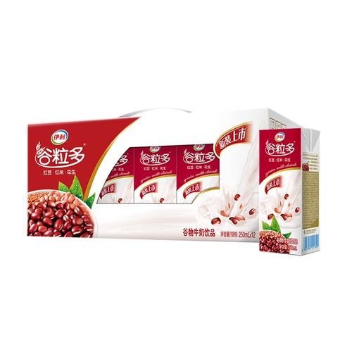 伊利谷粒多红谷谷物牛奶饮品250ml*12盒/整箱牛奶健康早餐礼盒装