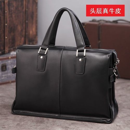 男士手提包真皮商务公文包头层牛皮男包时尚大容量电脑包旅行皮包