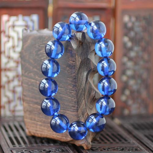 天然波罗的海 二代再生再造蓝珀 蓝色琥珀蜜蜡 手串手链佛珠