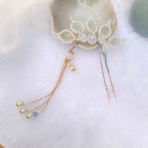 【凌波】原创古风发簪汉服头饰琉璃辑珠发钗排簪流苏超仙珍珠百搭【8