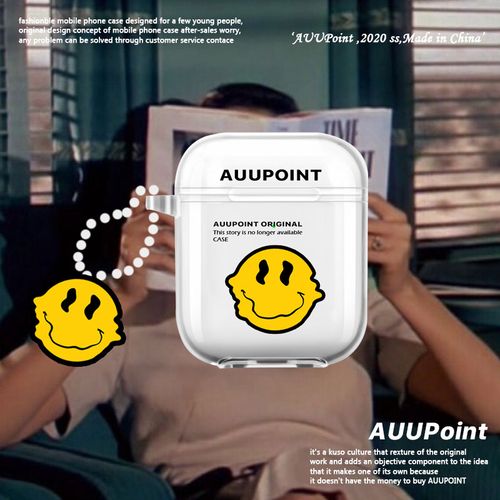 auupoint原创适用于苹果airpods pro耳机套软壳趣味扭曲笑脸挂链