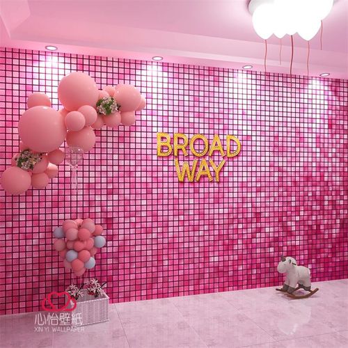 3d网红炫彩格子亮片壁纸奶茶店ktv直播间换装馆拍照打卡背景墙.