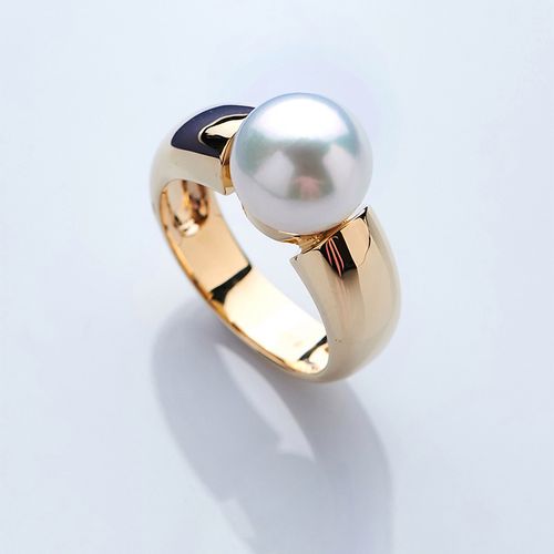 【永妍珍珠】天然南洋澳白珍珠戒指18k金素金款极简风格大气优雅