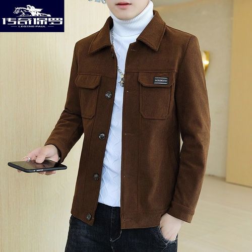 休闲男装30-40岁高品质男士外套2021新款翻领夹克衫短款韩版百搭灯芯