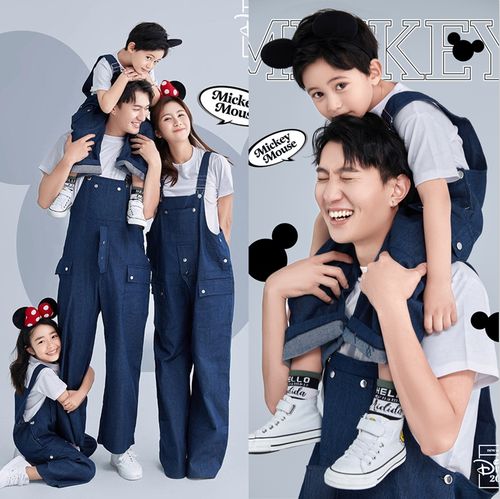 新款亲子服装影楼摄影2021一家四口外景艺术造型写真拍照服装牛仔
