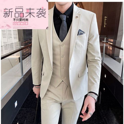意式西装西服套装男士三件套韩版修身小西装职业正装伴郎服装新郎结婚