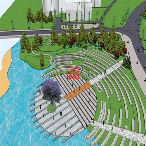 su滨海广场设计滨河小公园景观建筑草图大师sketchup模型skp素材