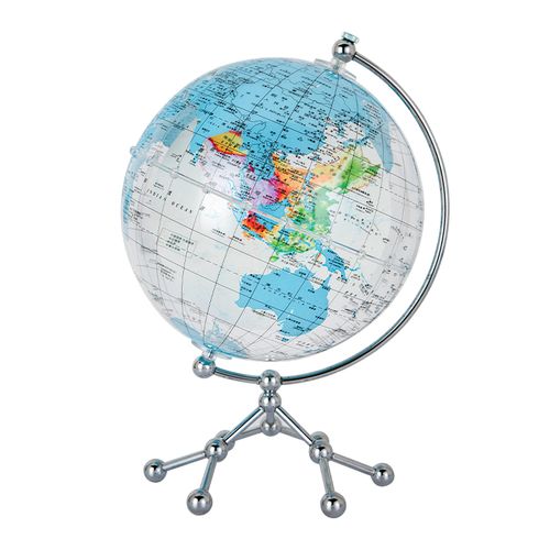 正版全新 博目20cm中英文政区中国芯地球仪(涟漪蓝)透明地球仪 中国