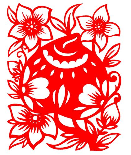 fh32 桃子剪纸花鸟窗花贴纸窗花动物贴纸喜庆玻璃装饰pvc不干胶