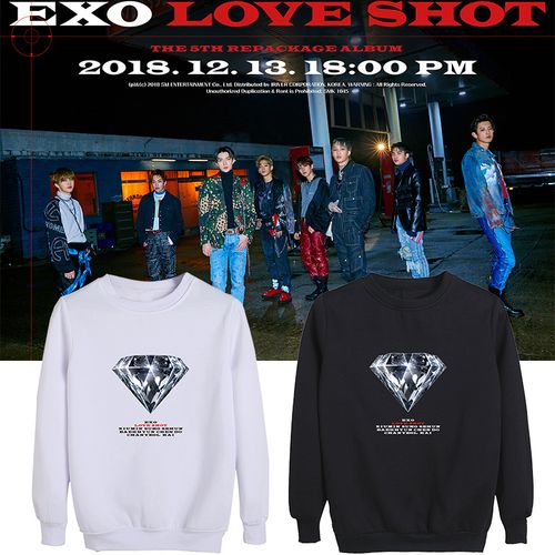 exo正规五辑后续专辑love shot周边应援衣服同款套头圆领卫衣男女