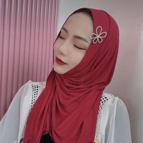 穆斯林新款莫代尔纯色纱巾百搭时尚款围巾休闲长巾简便盖头包邮【2月