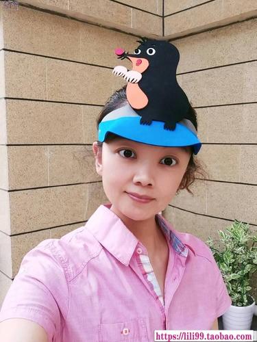 开满鲜花的小路头饰鼹鼠头套儿童表演道具帽子幼儿园演出2022年