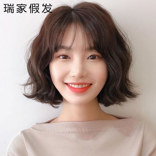 假发女短发造型真发全头套式波波头可爱羊毛卷全真人