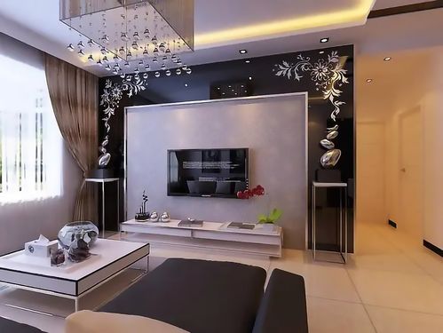 定做新款烤漆艺术玻璃电视背景墙7字形钢化桌面经典黑白大方 花藤