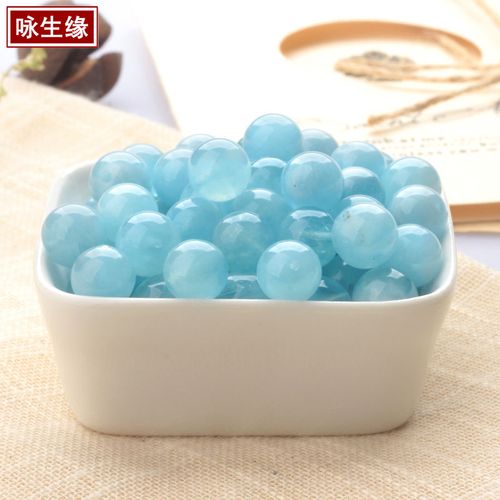 咏生缘天然正品海蓝宝散珠子单颗手链佛珠diy配件半成品水晶隔珠