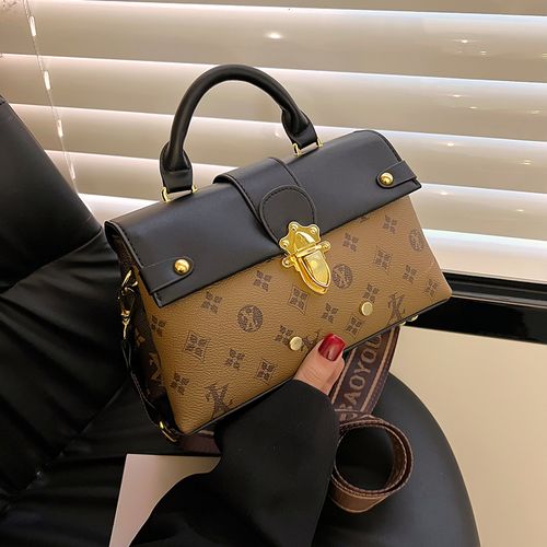 lvlihaio包包女2022新款潮欧美时尚老花拼色小方包百搭复古单肩斜