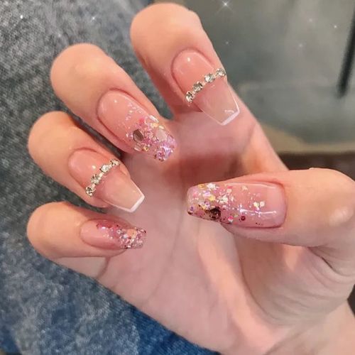 【手工美甲】大亮片钻石美甲小红书同款来图定制穿戴甲假指甲