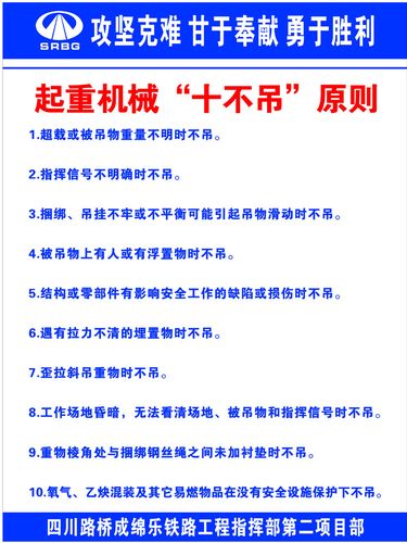 海报印制669素材499路桥工地起重机械十不吊原则