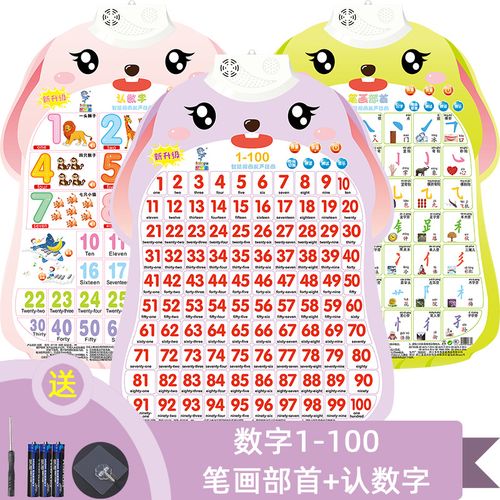 儿童数字1到100有声挂图发声板幼儿早教认学卡片挂画