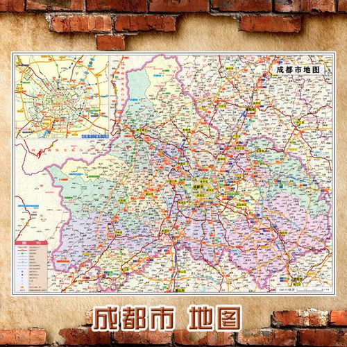 2021新款 成都市地图墙贴 超大巨幅 交通行政区划图 装饰画海报
