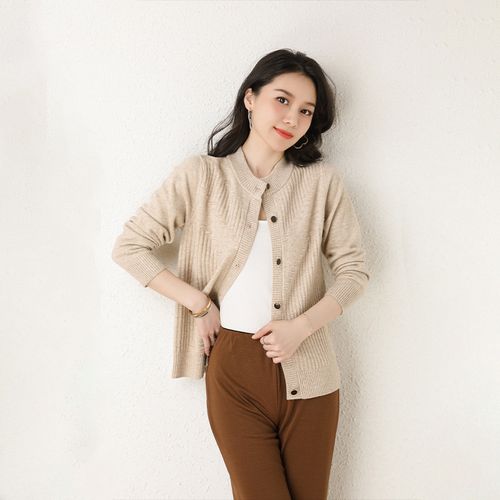 恒·源祥旗舰官方羊毛开衫女士毛衣短外套2022新款春装时尚外搭今年