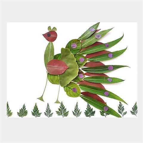 新品树叶粘贴画拼贴创意撕材料包制作创作爱国彩色干叶材料幼儿园