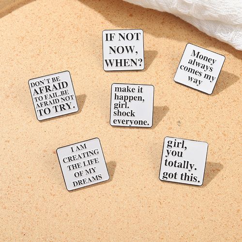 个性极简风英文刻字合金胸针 创意英文短语学生徽章百搭服装配饰