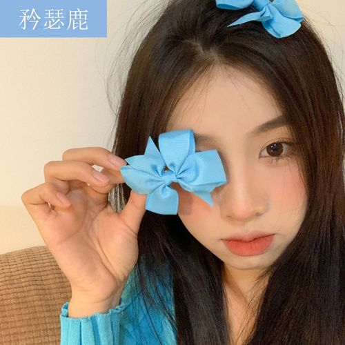 矜瑟鹿 春夏田园少女蝴蝶结发夹发卡学生刘海夹发饰边夹顶夹女 蓝色 2