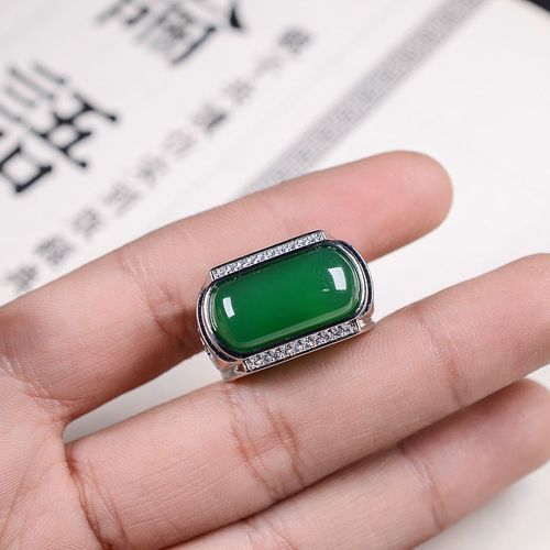 s925银镶玉髓马鞍戒指转财运旺事业气质男戒