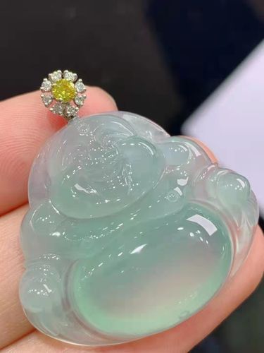 18k金天然翡翠玉石a货饰品冰种颈饰高冰细腻起胶晴水佛公吊坠挂件