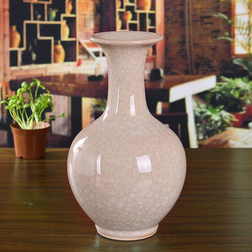景德镇陶瓷器仿古官窑冰瓷开片花瓶现代家居饰品工艺客厅摆件礼品
