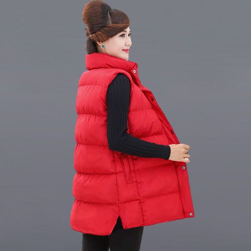 中老年羽绒马甲女短款保暖冬50岁妈妈冬天穿的白鸭绒马夹背心外穿