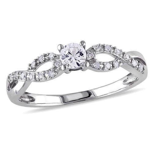 amour戒指|diamond and white sapphire 10k white gold ring - size