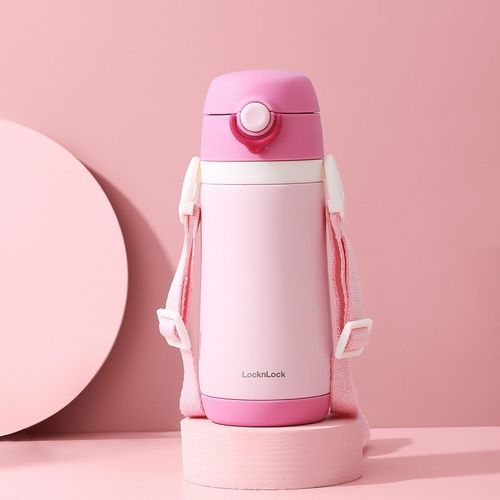 乐扣乐扣 男女学生可意儿童宝宝吸管保温杯不锈钢水杯背带款带手柄